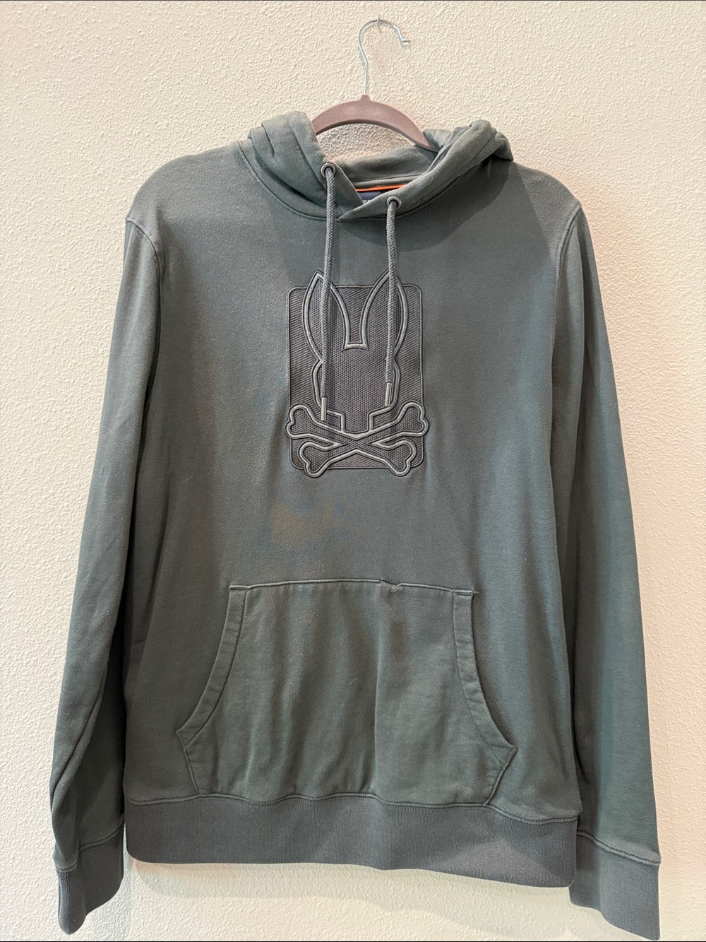 Psycho Bunny Olive Pullover Hoodie with Raised Logo
